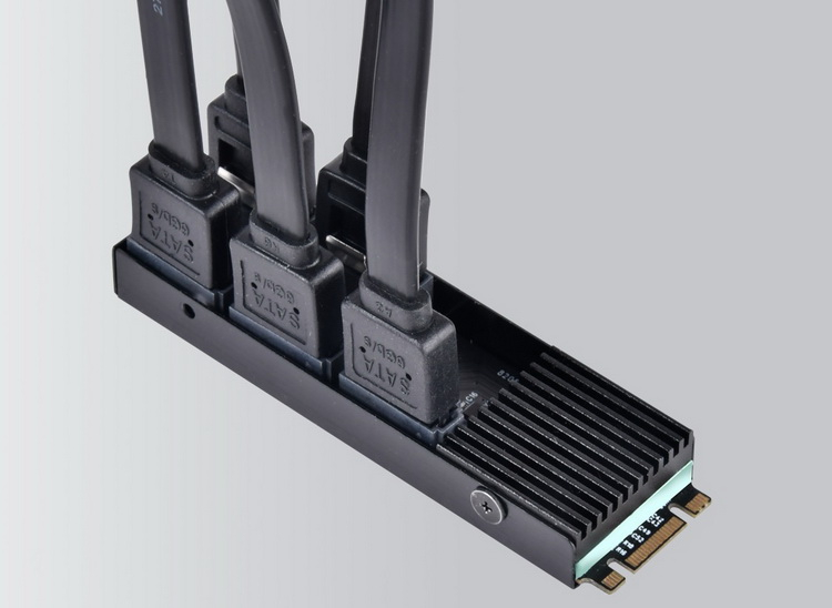 SilverStone создала переходник, который превратит слот M.2 PCIe 3.0 в пять портов SATA III