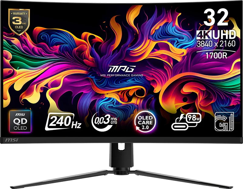 MSI представила 32-дюймовый изогнутый QD-OLED-монитор MPG 321CURX с 4K и 240 Гц